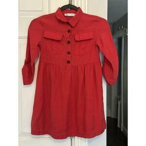 EUC Zara Girls Collared Button Down Dress Rolled Sleeves Size 8 Cute Casual